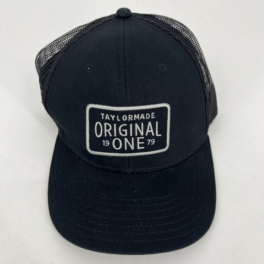 TaylorMade Original One Mens Black Mesh Trucker Snapback Golf Hat Cap